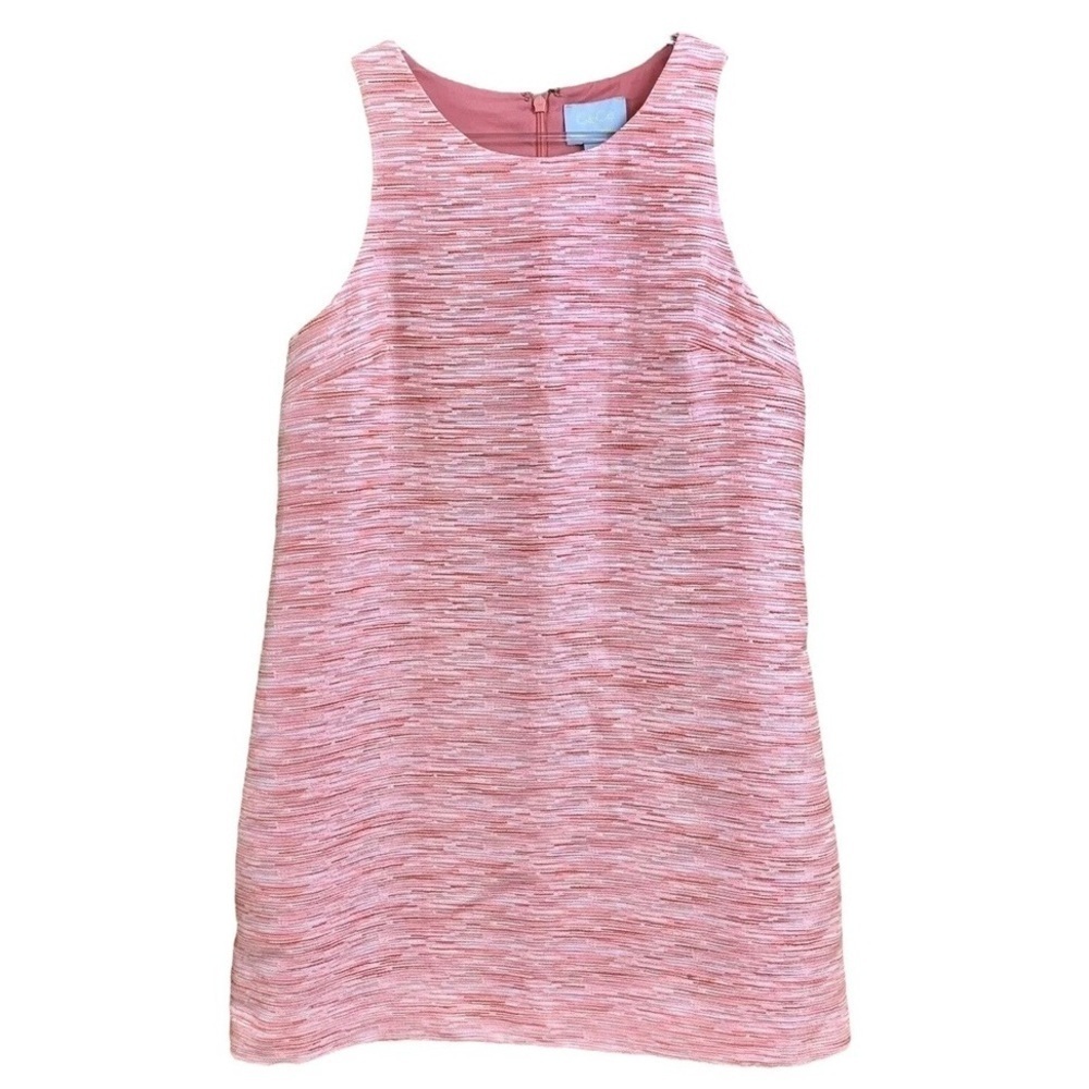 CeCe Cynthia Steffe Tweed Sleeveless Cocktail Mini Dress Pink White Size 6